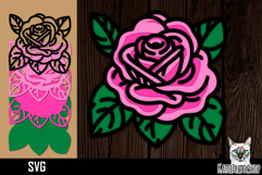 3d layered papercut Red Rose svg, multilayered flower svg Product Image 1