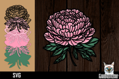 3d layered papercut Peony flower svg, Paper cut Product Image 1