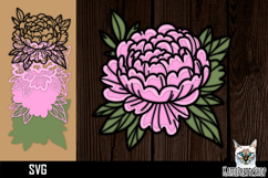 3d layered papercut Peony flower svg, Paper cut Product Image 1