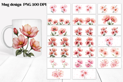 Pink flower mug wrap bundle | Flower mug background Product Image 1