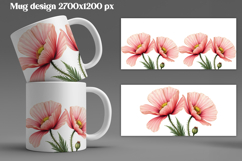Pink flower mug wrap sublimation | Flower mug background Product Image 1