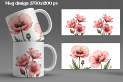 Pink flower mug wrap bundle | Flower mug background Product Image 2