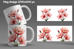 Pink flower mug wrap sublimation | Flower mug background Product Image 1