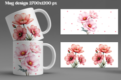 Pink flower mug wrap sublimation | Flower mug background Product Image 1