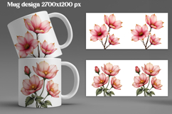 Pink flower mug wrap sublimation | Flower mug background Product Image 1