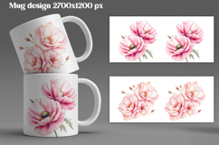 Pink flower mug wrap sublimation | Flower mug background Product Image 1