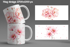 Pink flower mug wrap sublimation | Flower mug background Product Image 1