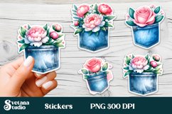 Flower stickers printable | Rose pocket stickers PNG Product Image 1