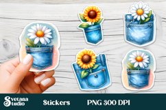 Flower stickers printable | Sunflower pocket stickers PNG Product Image 1