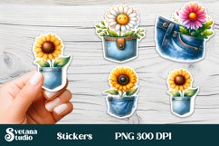 Flower stickers printable | Sunflower pocket stickers PNG Product Image 1