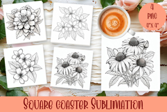 Summer flowers Coaster Design |Coloring pages Product Image 1