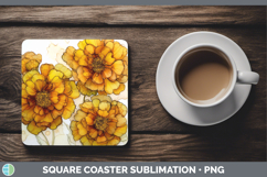 GorgeousFlowers 01 Alcohol Ink Square Coaster design.