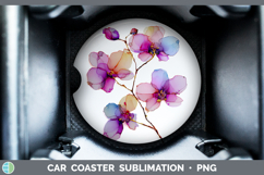 GorgeousFlowers 01 Alcohol Ink Car Coaster design.