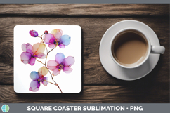 GorgeousFlowers 01 Alcohol Ink Square Coaster design.