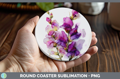 GorgeousFlowers 01 Alcohol Ink Round Coaster design.