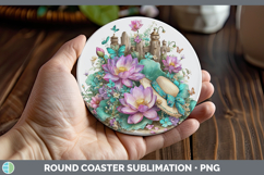GorgeousFlowers 01 Bandana Summer Round Coaster design.