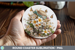 GorgeousFlowers 01 Bandana Summer Round Coaster design.