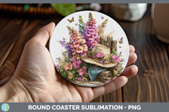 GorgeousFlowers 01 Bandana Summer Round Coaster design.