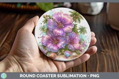 GorgeousFlowers 01 Beach Round Coaster design.
