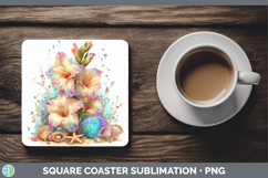 GorgeousFlowers 01 Beach Square Coaster design.