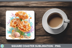 GorgeousFlowers 01 Beach Square Coaster design.