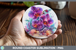 GorgeousFlowers 01 Beach Round Coaster design.