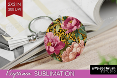 Floral Keychain PNG - Sping Flowers Keychain Sublimation Product Image 1