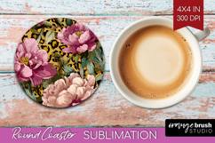 Floral Round Coaster - Sping Flowers Coaster PNG Sublimation Product Image 1
