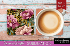 Floral Square Coaster - Sping Flowers Coaster PNG Product Image 1