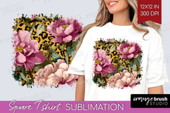 Floral Square Tshirt Background - Sping Flowers PNG Product Image 1