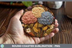 GorgeousFlowers 01 Embroider Round Coaster design.