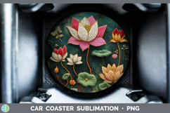 GorgeousFlowers 01 Embroider Car Coaster design.
