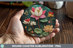 GorgeousFlowers 01 Embroider Round Coaster design.