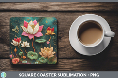 GorgeousFlowers 01 Embroider Square Coaster design.