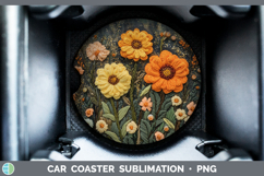 GorgeousFlowers 01 Embroider Car Coaster design.