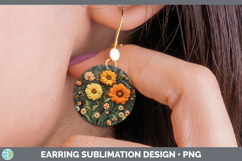 GorgeousFlowers 01 Embroider Round Earrings design.