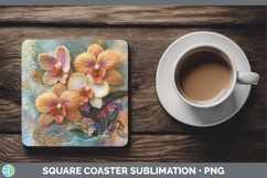 GorgeousFlowers 01 Embroider Square Coaster design.