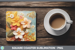 GorgeousFlowers 01 Embroider Square Coaster design.