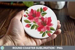 GorgeousFlowers 01 Embroidery Round Coaster design.
