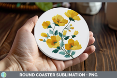 GorgeousFlowers 01 Embroidery Round Coaster design.