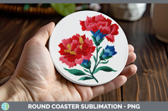 GorgeousFlowers 01 Embroidery Round Coaster design.