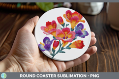 GorgeousFlowers 01 Embroidery Round Coaster design.