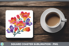 GorgeousFlowers 01 Embroidery Square Coaster design.