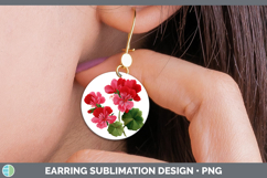 GorgeousFlowers 01 Embroidery Round Earrings design.