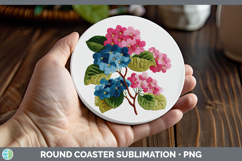 GorgeousFlowers 01 Embroidery Round Coaster design.