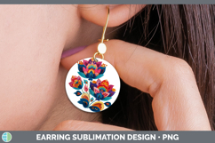 GorgeousFlowers 01 Embroidery Round Earrings design.