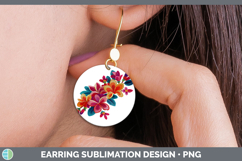 GorgeousFlowers 01 Embroidery Round Earrings design.