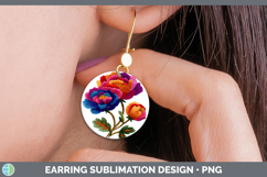 GorgeousFlowers 01 Embroidery Round Earrings design.