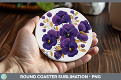 GorgeousFlowers 01 Embroidery Round Coaster design.