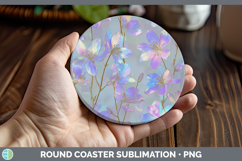 GorgeousFlowers 01 Holographic Round Coaster design.